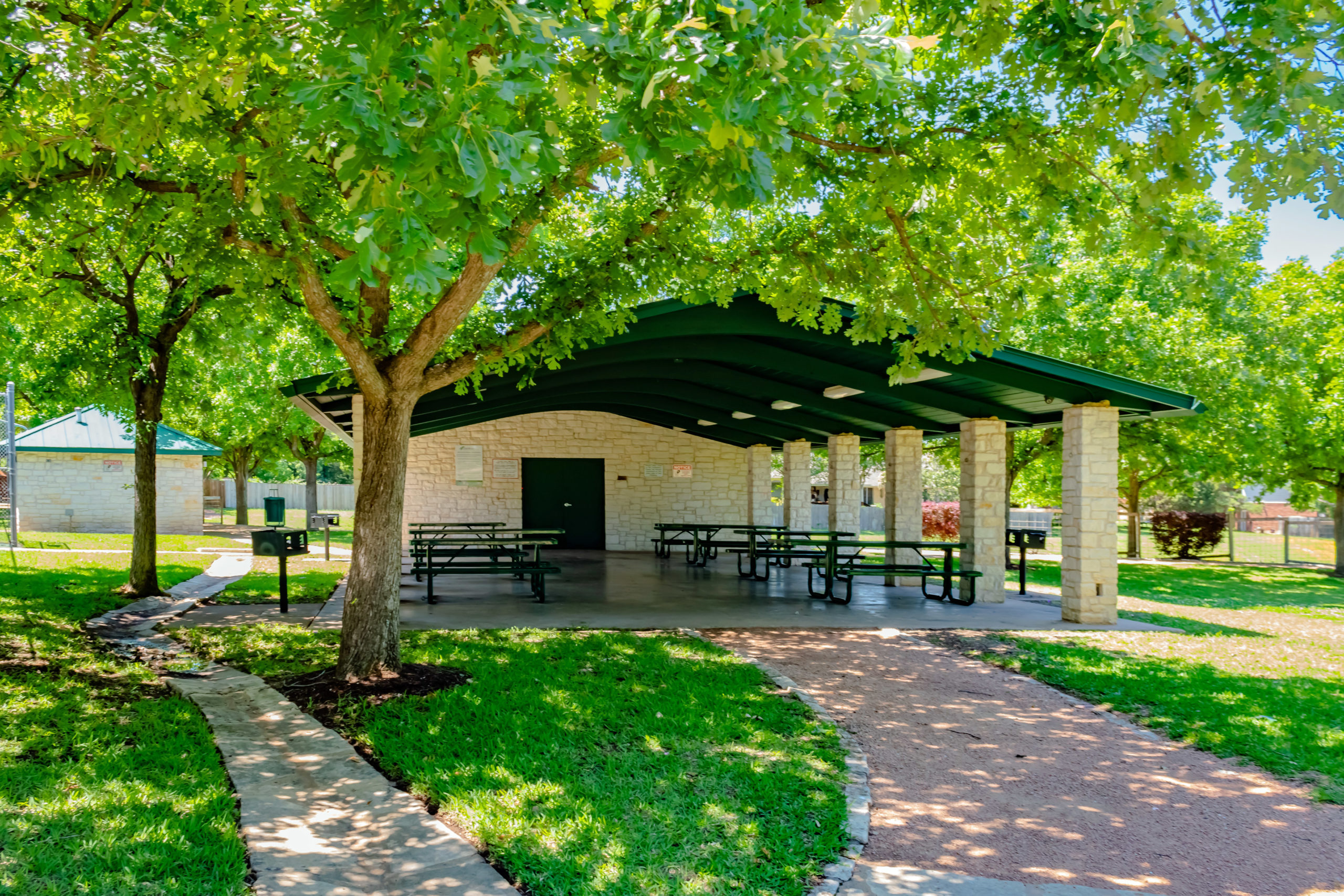 Picture of the covered pavilion and tables.